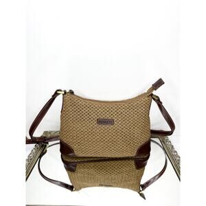 Vintage Boho Summer Brown & Tan Rosetti Women Straw Hemp Crossbody like new